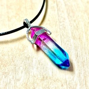 $25 Crystal Gemstone Necklace Pendant Bullet Head Energy Meditation.